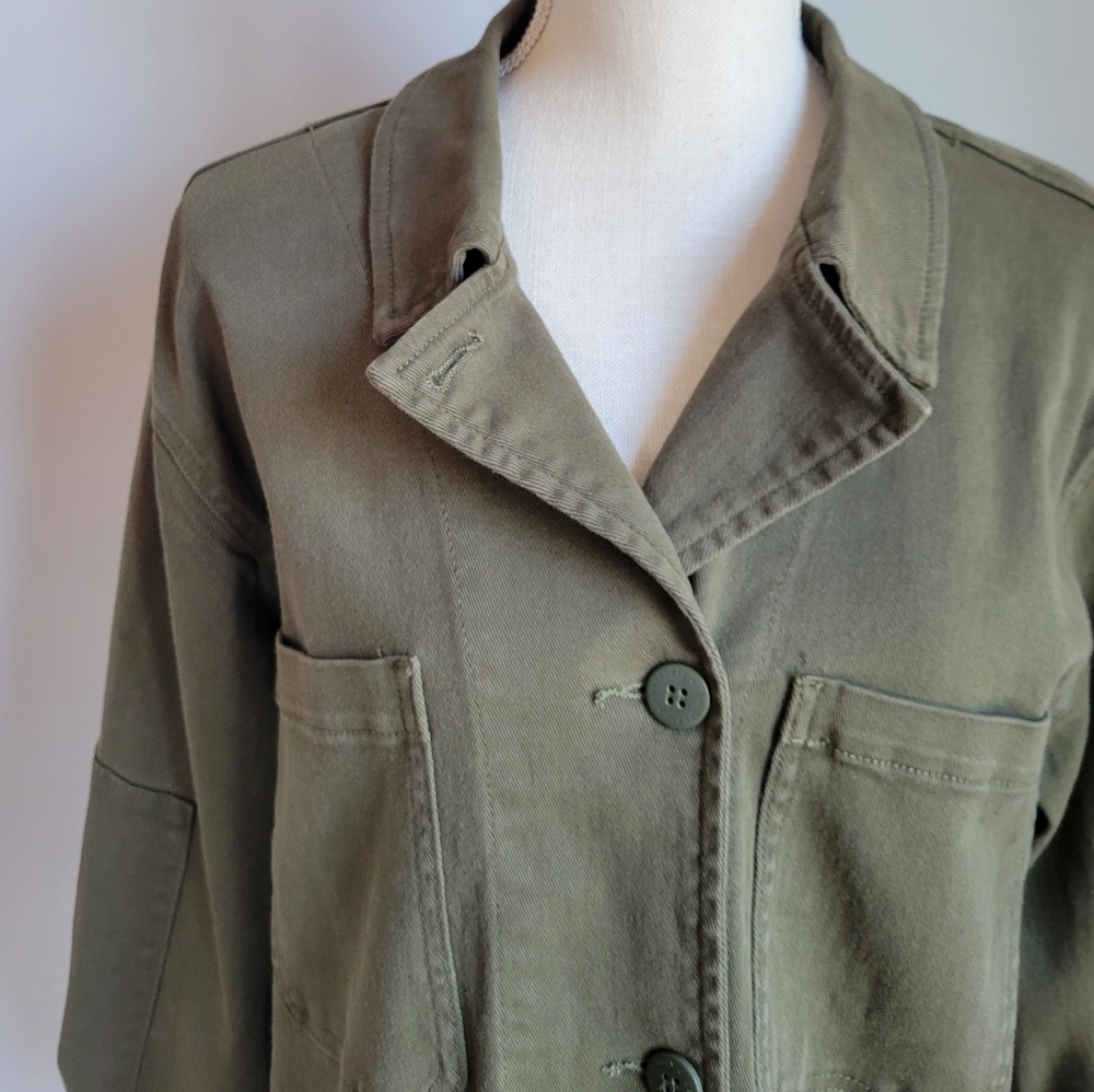 Anthropologie, New, Sanctuary Army Olive Green Utility Denim Jacket, Large - Picture 7 of 15